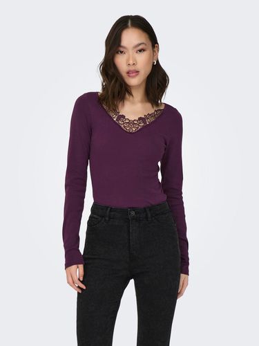 Long Sleeved Top With Lace Neck - ONLY - Modalova