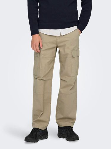 Pantalones Cargo Corte Loose Cintura Media Detalle Elástico - ONLY & SONS - Modalova