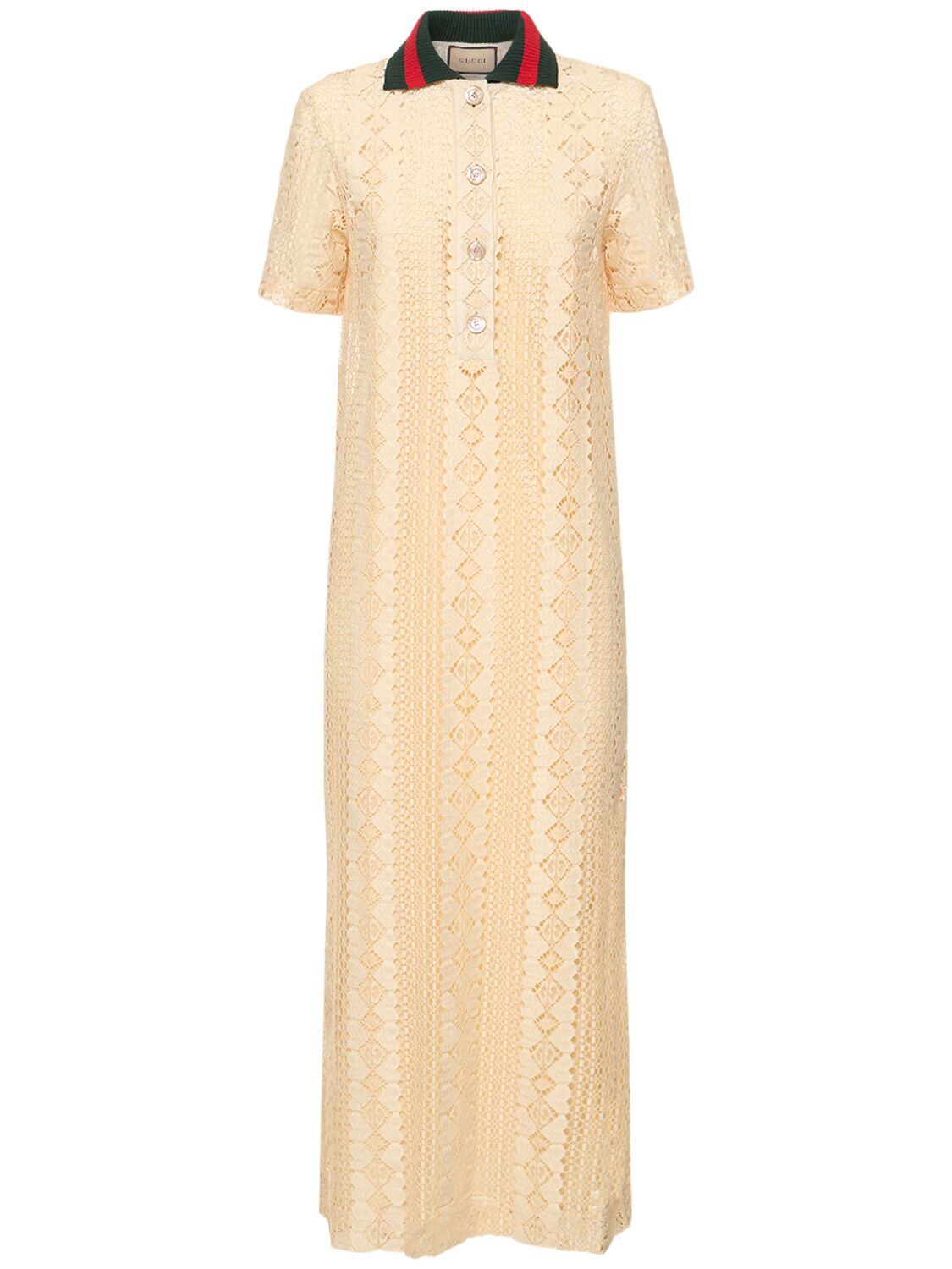 Gg Cotton Blend Lace Polo Dress - GUCCI - Modalova