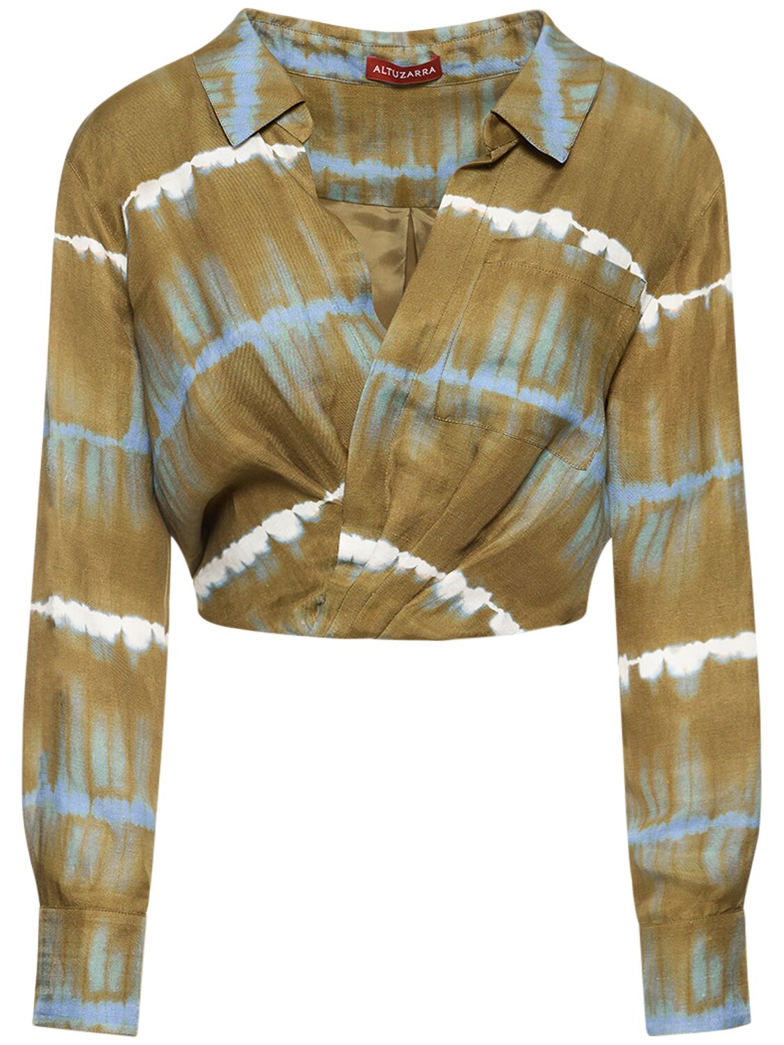 Rhodes Printed Linen Crop Shirt W/twist - ALTUZARRA - Modalova