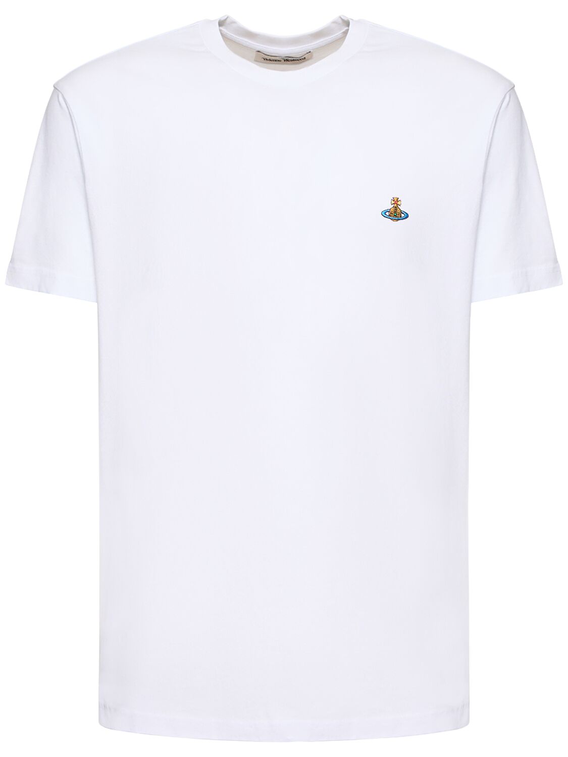 T-shirt In Jersey Di Cotone Con Logo Ricamato - VIVIENNE WESTWOOD - Modalova