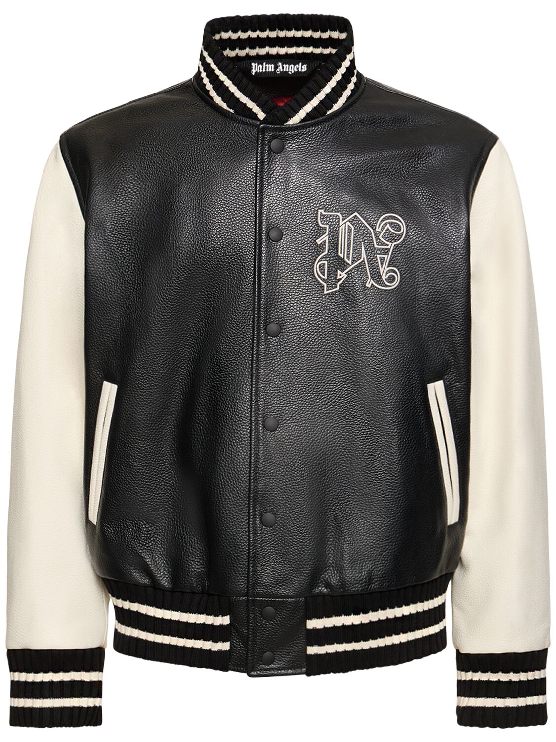 Monogram Classic Leather Varsity Jacket - PALM ANGELS - Modalova