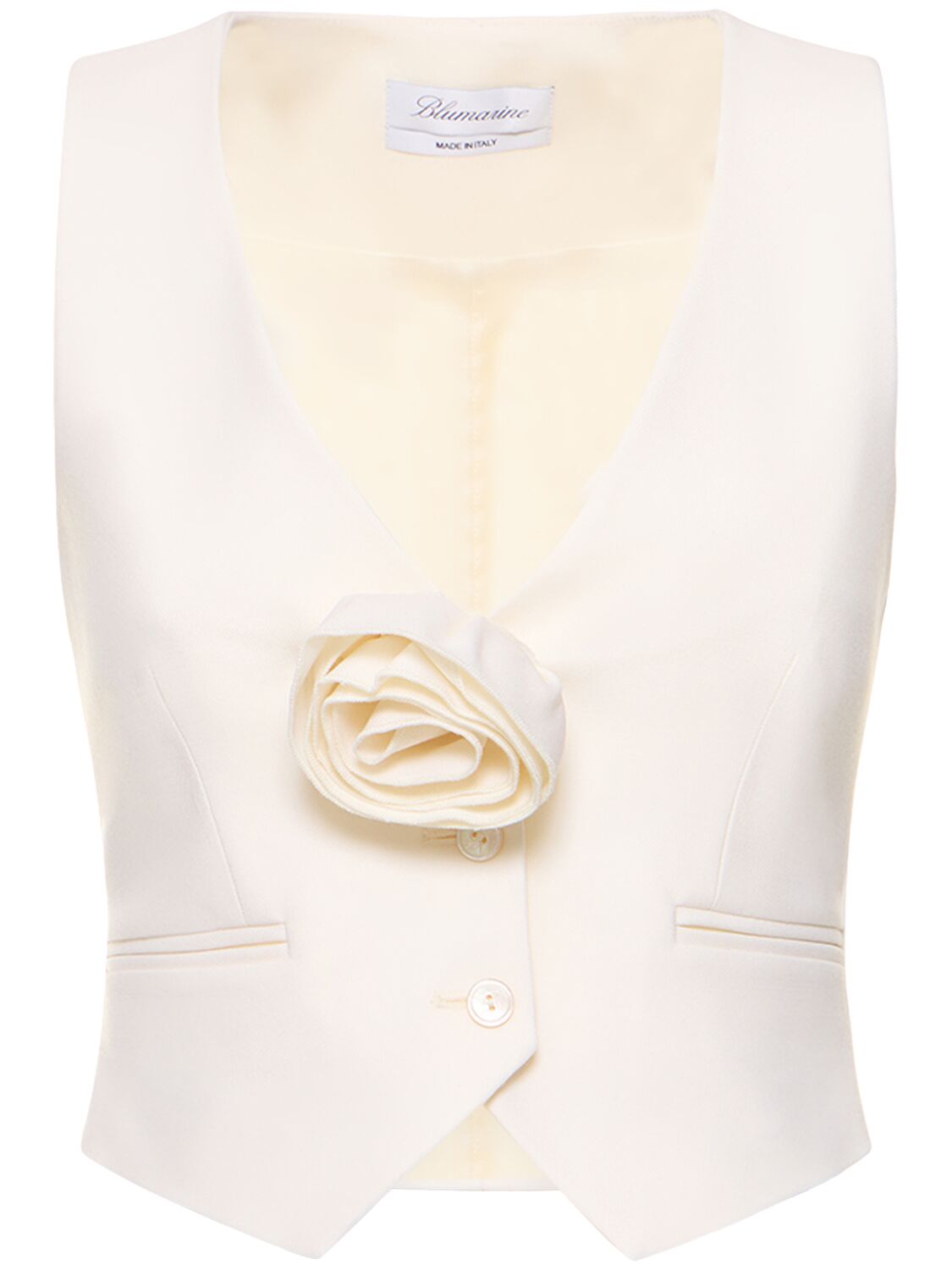 Wool Crepe Vest W /rose Appliqué - BLUMARINE - Modalova