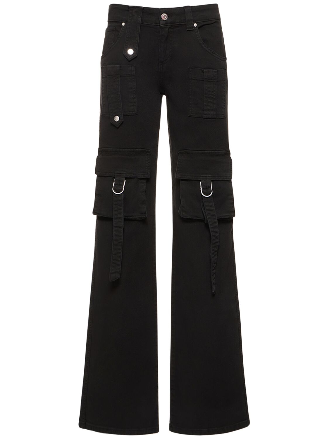 Denim Cargo Low Waist Straight Jeans - BLUMARINE - Modalova