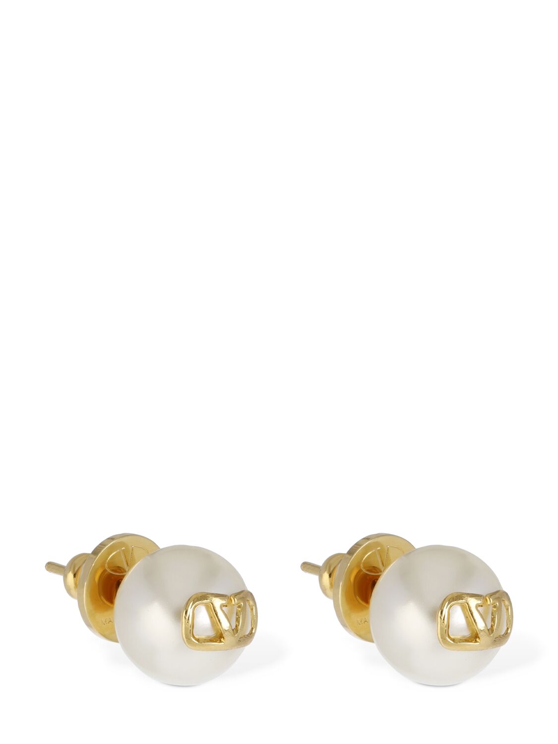 V Logo Signature Faux Pearl Earrings - VALENTINO GARAVANI - Modalova