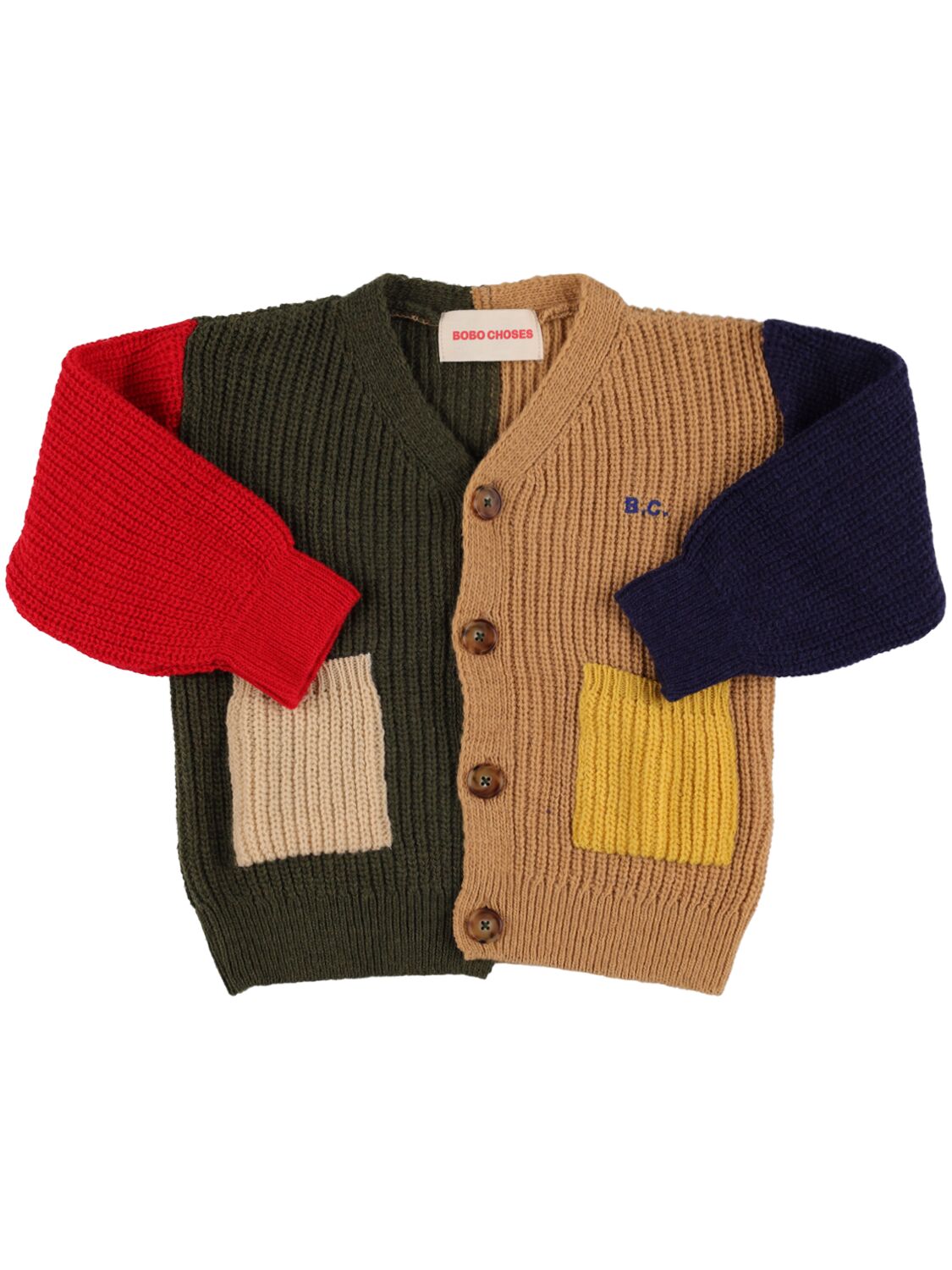 Color Block Wool Blend Knit Cardigan - BOBO CHOSES - Modalova