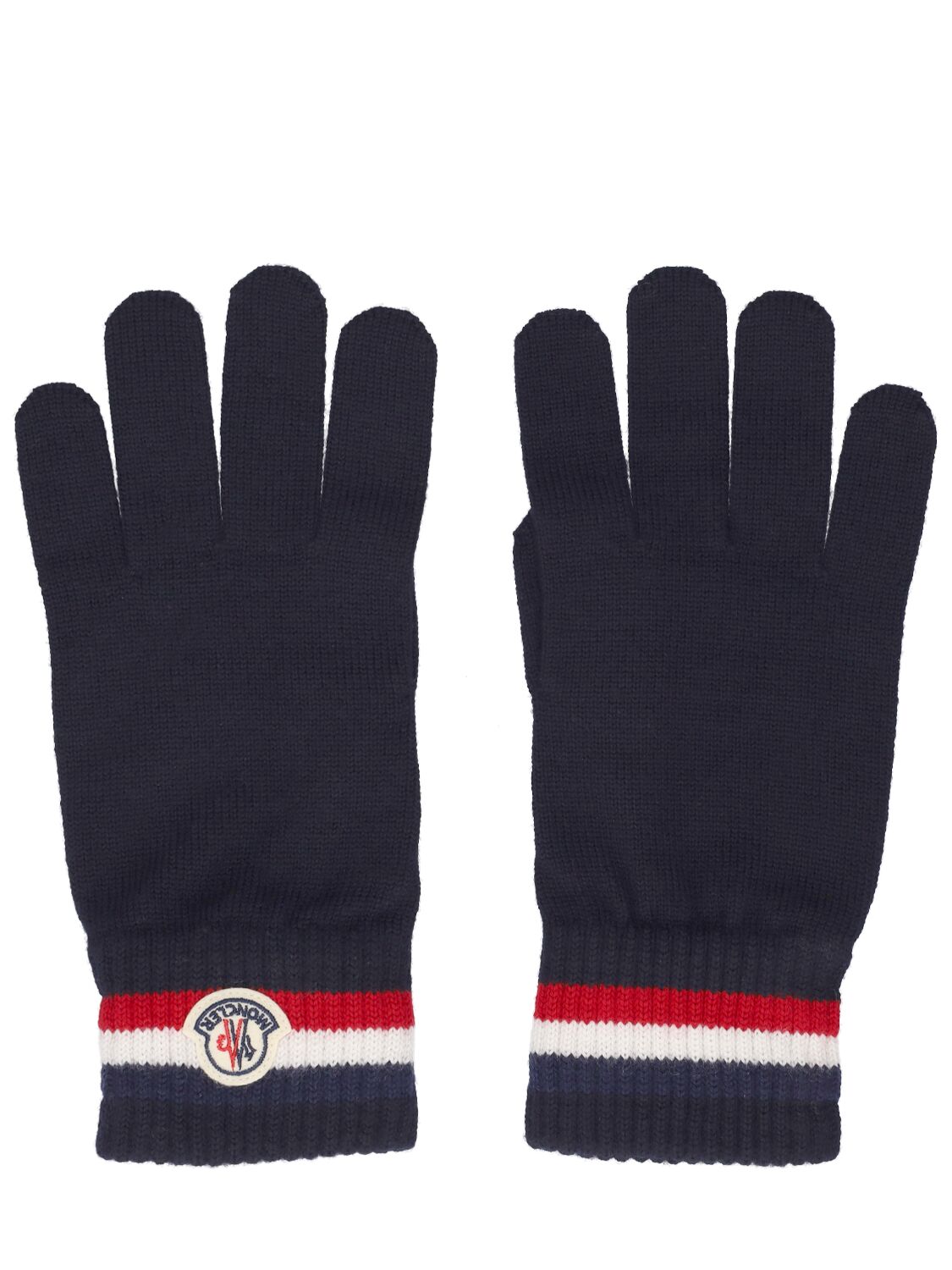 Dreifarbige Handschuhe Aus Extrafeiner Wolle - MONCLER - Modalova