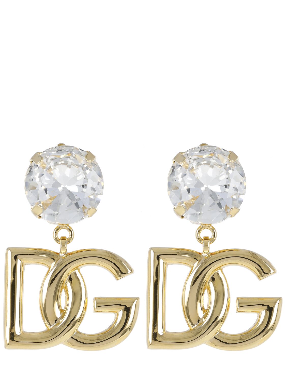 Crystal Logo Dg Clip-on Earrings - DOLCE & GABBANA - Modalova