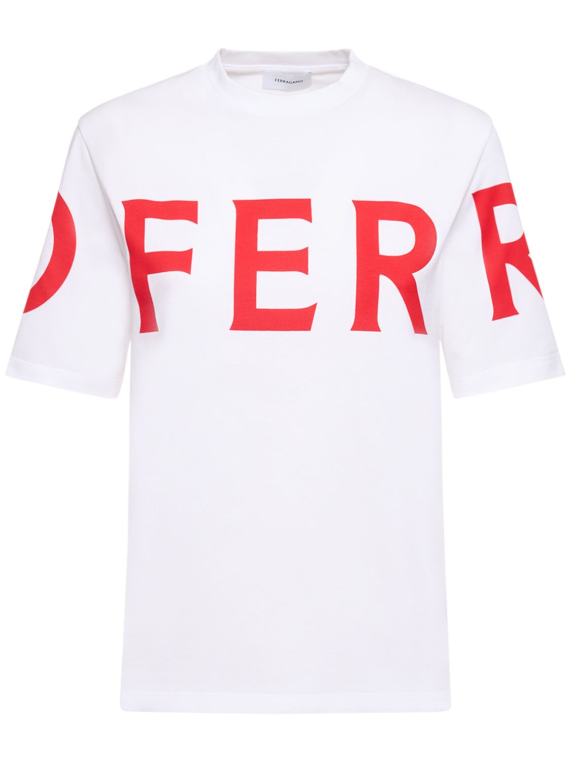 Logo Cotton Jersey Short Sleeve T-shirt - FERRAGAMO - Modalova
