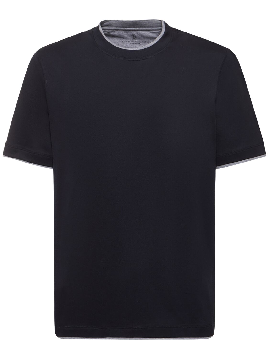 Layered Cotton Jersey Solid T-shirt - BRUNELLO CUCINELLI - Modalova