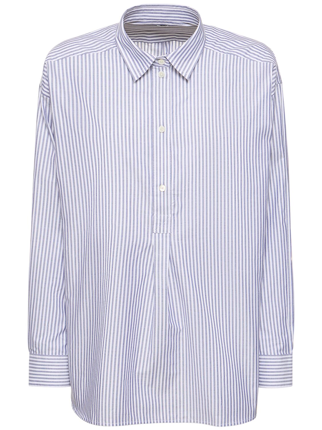 Striped Half-placket Cotton Shirt - TOTEME - Modalova