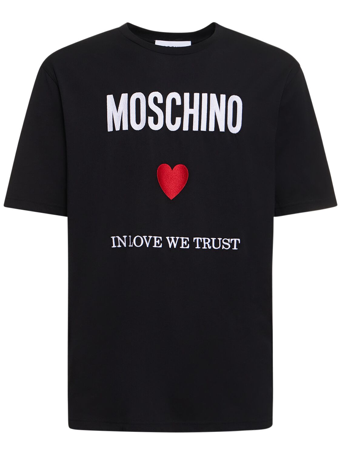 T-shirt In Love We Trust In Jersey Di Cotone - MOSCHINO - Modalova