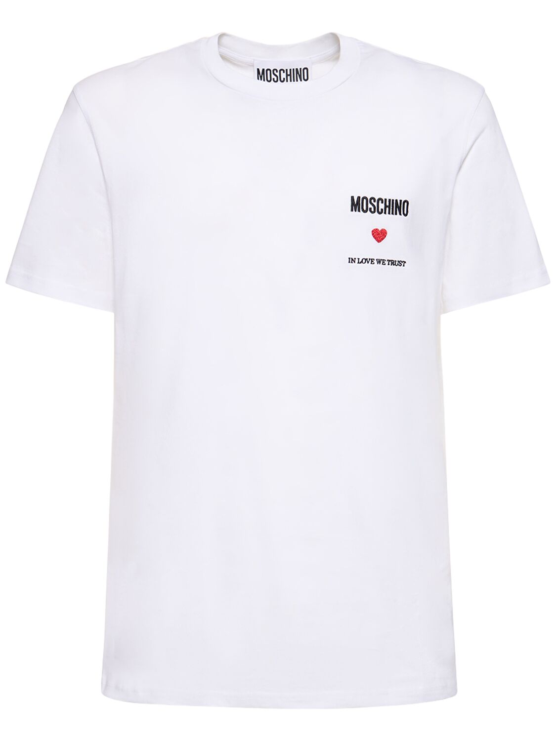 In Love We Trust Cotton Jersey T-shirt - MOSCHINO - Modalova