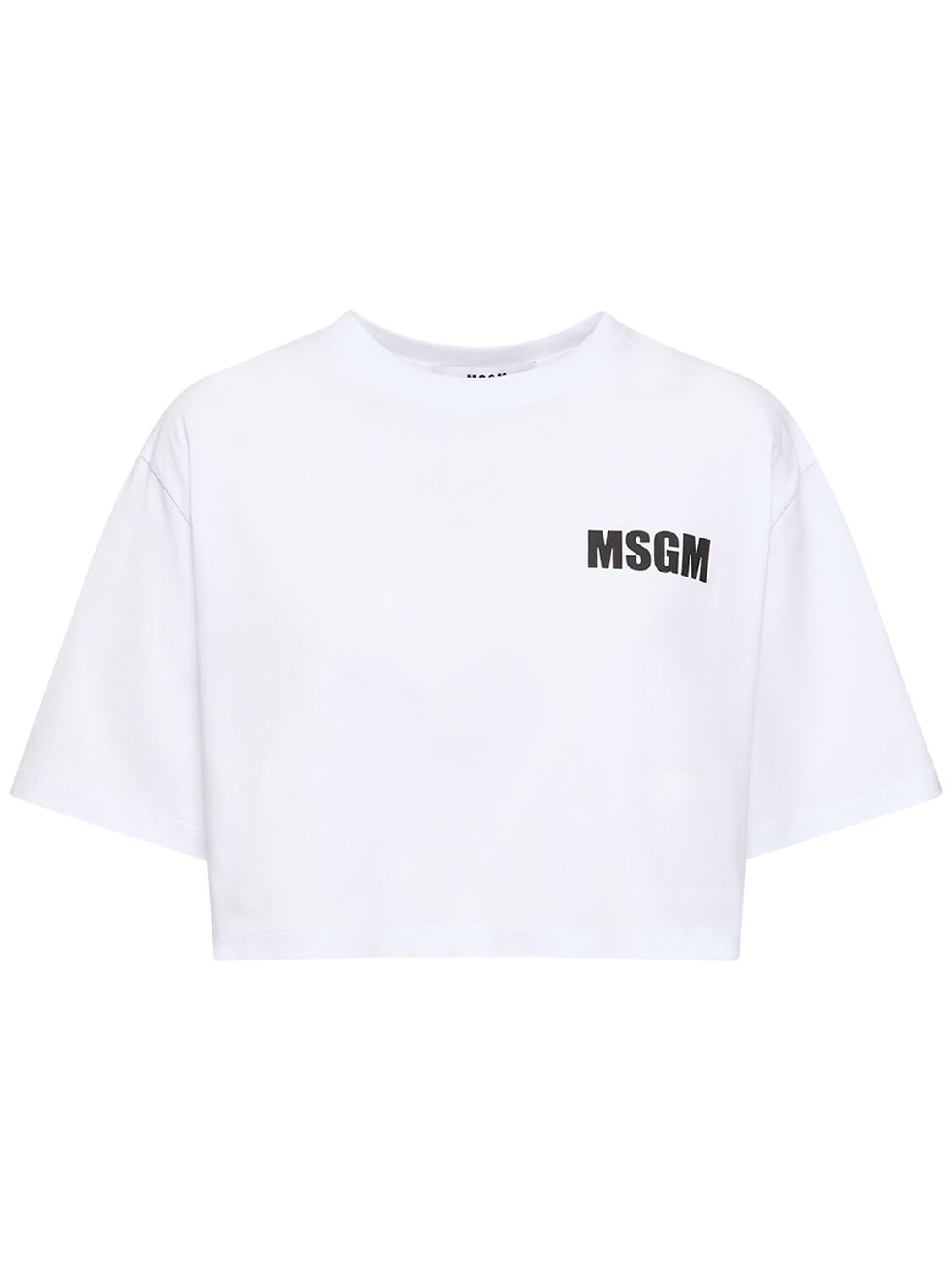 Mujer Camiseta Corta De Algodón Blanco Óptico Xxs - MSGM - Modalova