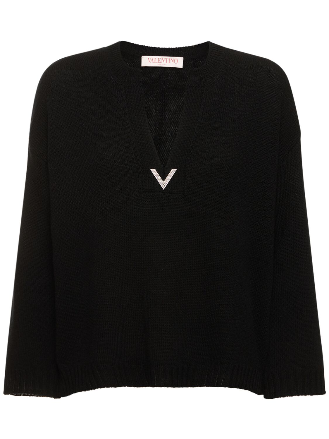 Wool Knit V-neck Sweater - VALENTINO - Modalova