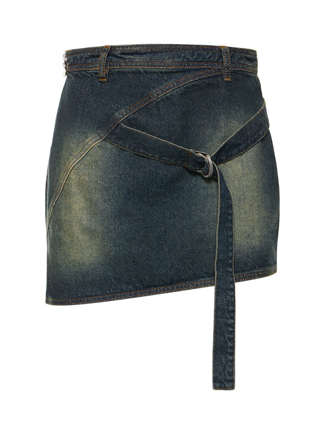 Cotton Denim Mini Skirt W/ D-ring - CANNARI CONCEPT - Modalova