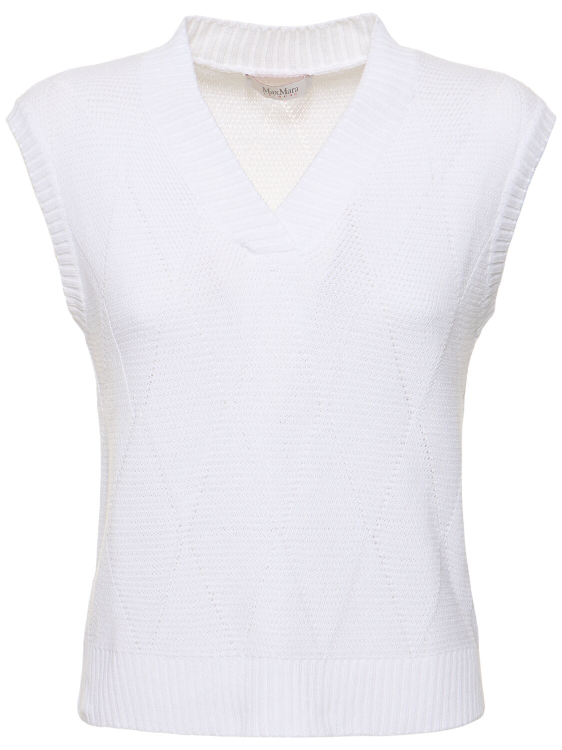 Zebio Cotton Knit V Neck Vest - MAX MARA - Modalova
