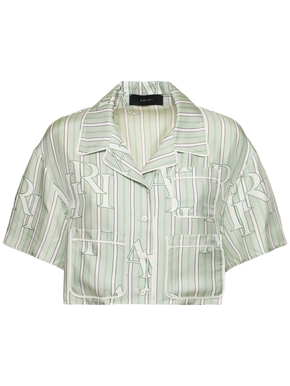 Silk Satin Short Sleeve Cropped Shirt - AMIRI - Modalova