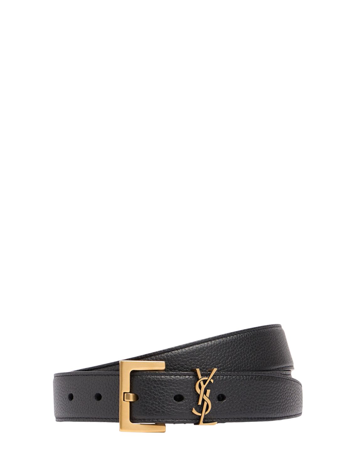 Cintura In Pelle Con Logo Ysl 3cm - SAINT LAURENT - Modalova