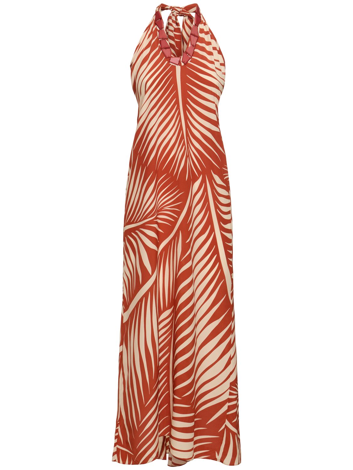 Printed Silk Crepe Long Dress - JOHANNA ORTIZ - Modalova
