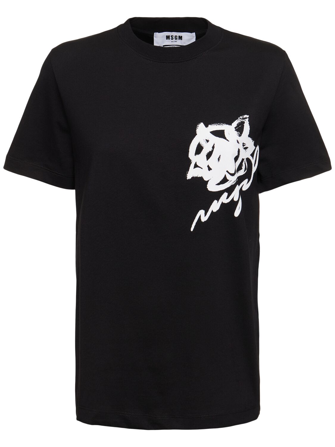 Logo & Rose Cotton Jersey T-shirt - MSGM - Modalova