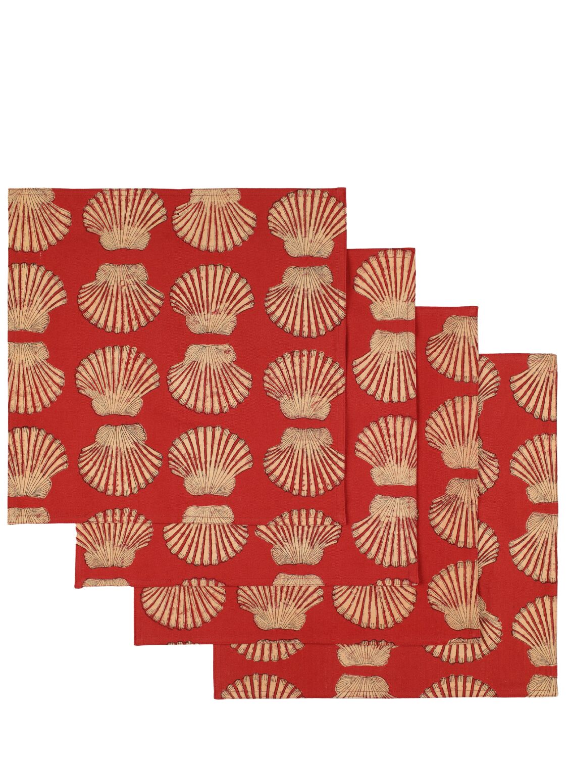Set Of 4 Hand-printed Cotton Napkins - LES OTTOMANS - Modalova