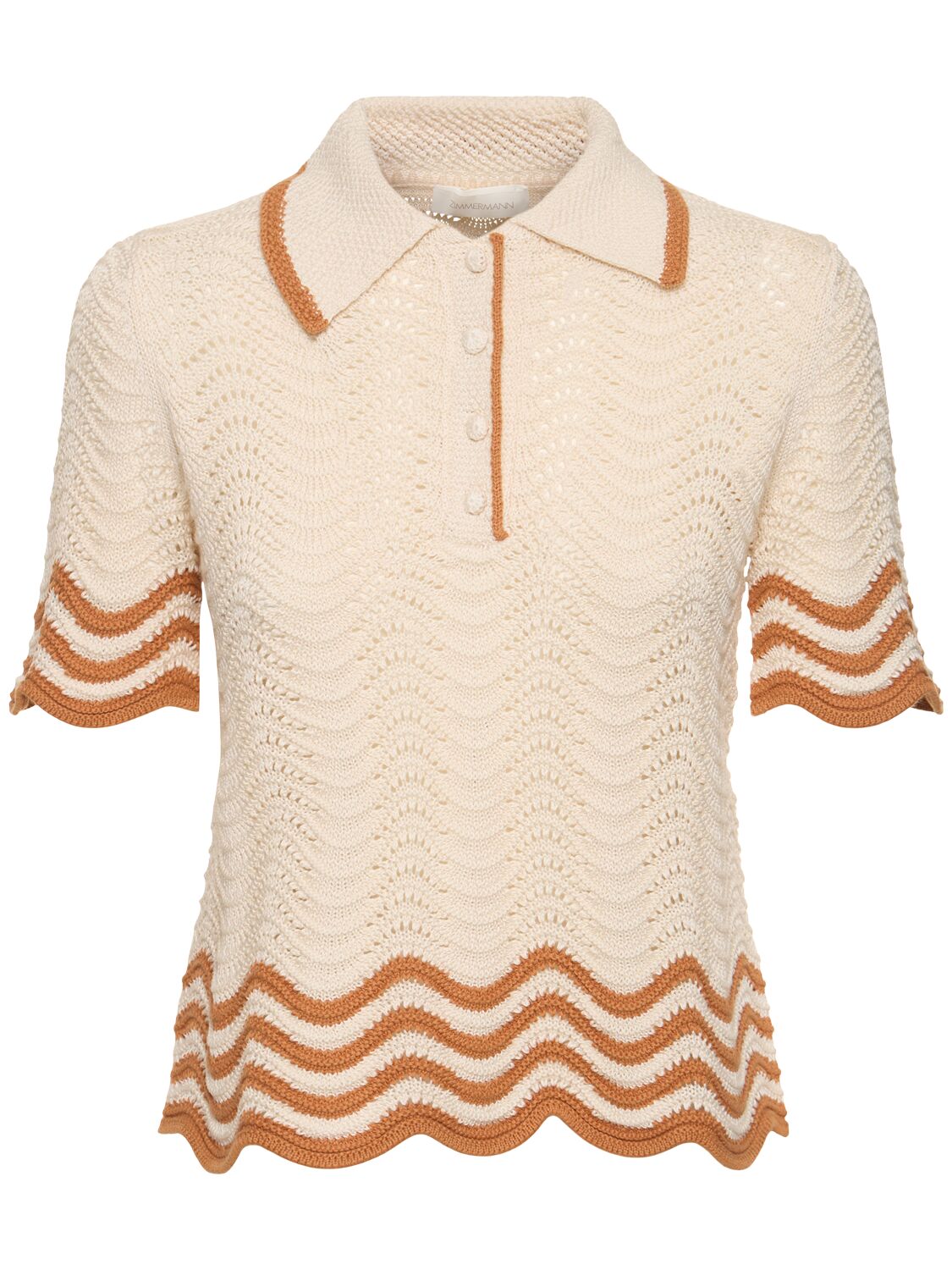 Junie Textured Knit Cotton Polo - ZIMMERMANN - Modalova
