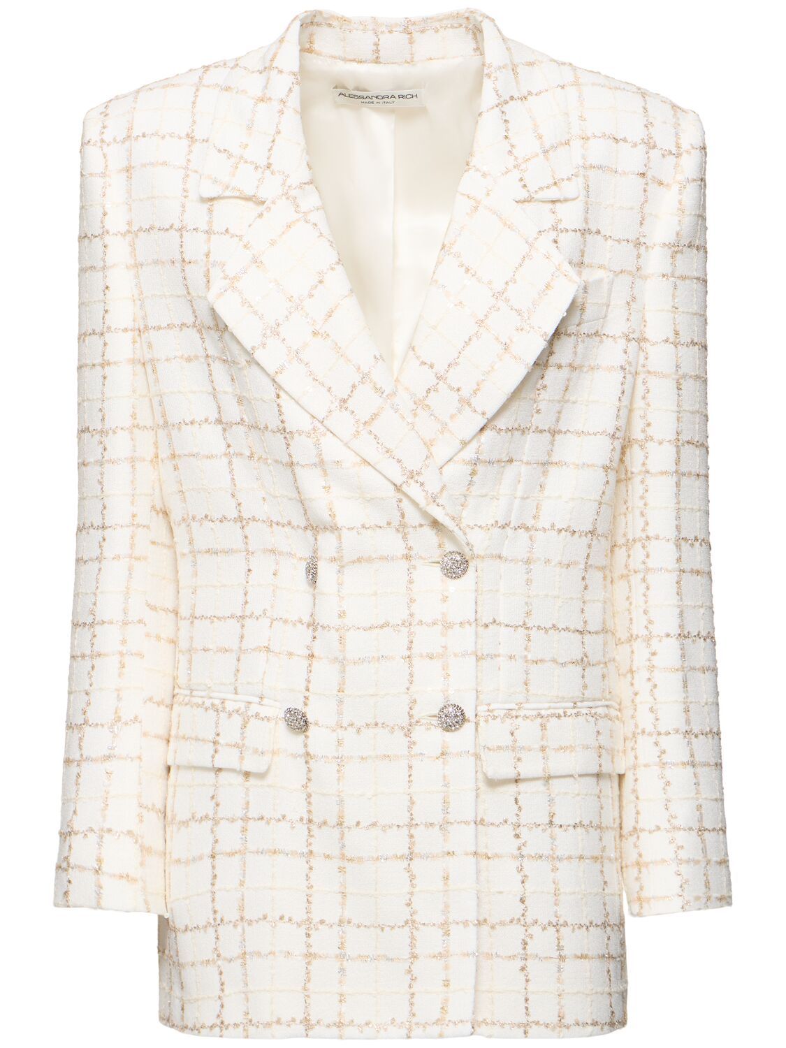Oversized Sequined Checked Tweed Jacket - ALESSANDRA RICH - Modalova