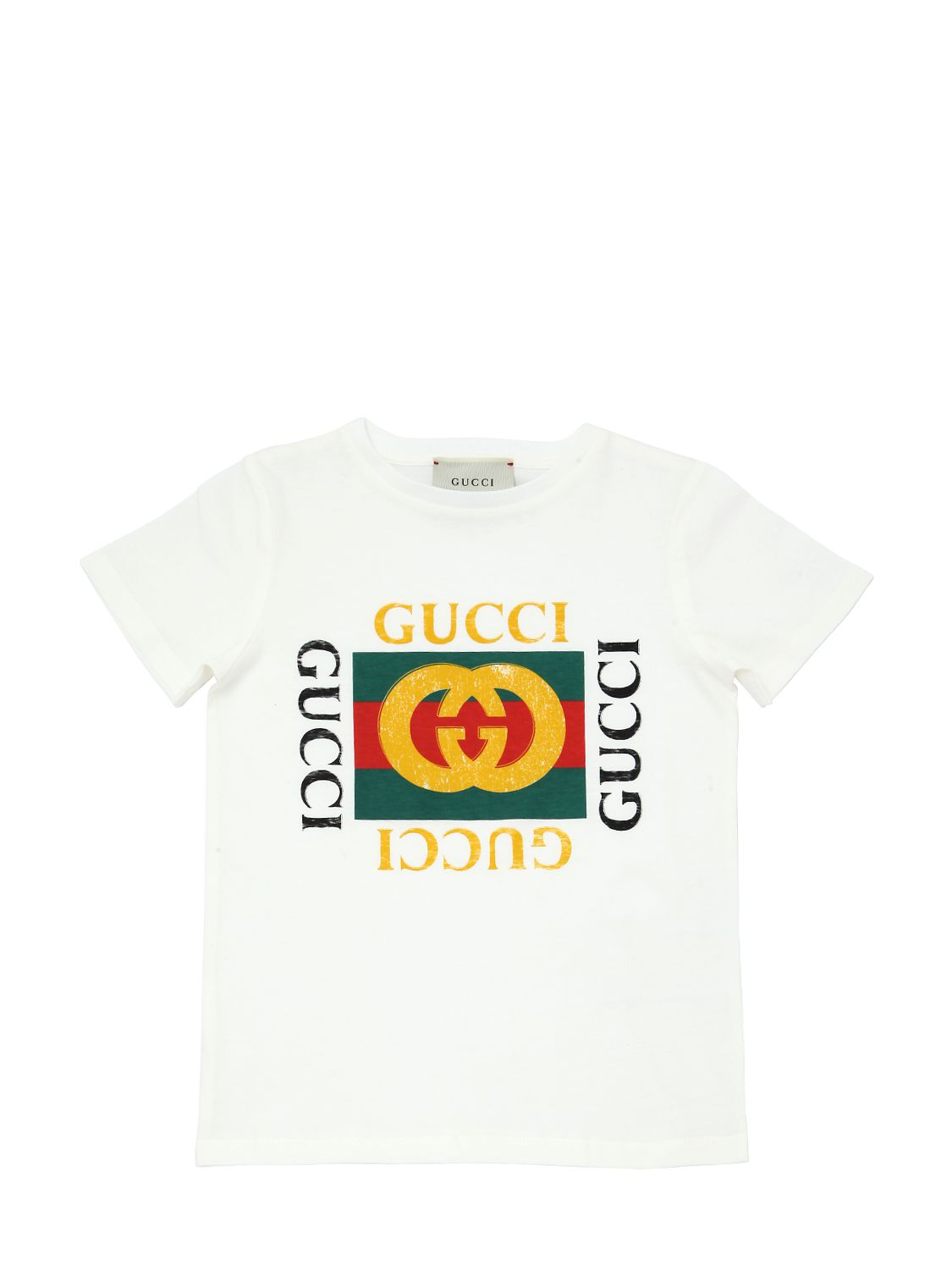 T-shirt In Jersey Di Cotone Con Stampa Logo - GUCCI - Modalova