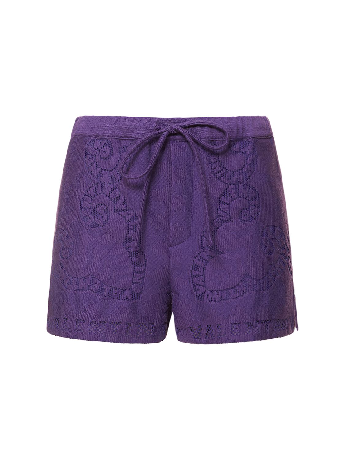 Cotton Guipure Lace Mini Shorts - VALENTINO - Modalova