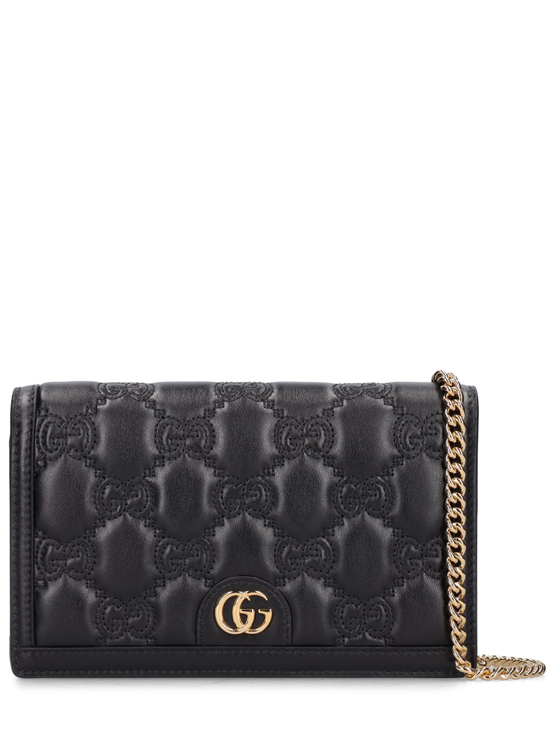 Gg Matelassé Leather Wallet Bag W/chain - GUCCI - Modalova