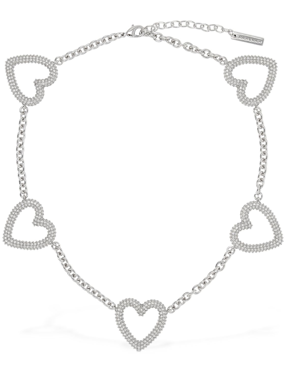 Multiple Crystal Heart Collar Necklace - MACH & MACH - Modalova