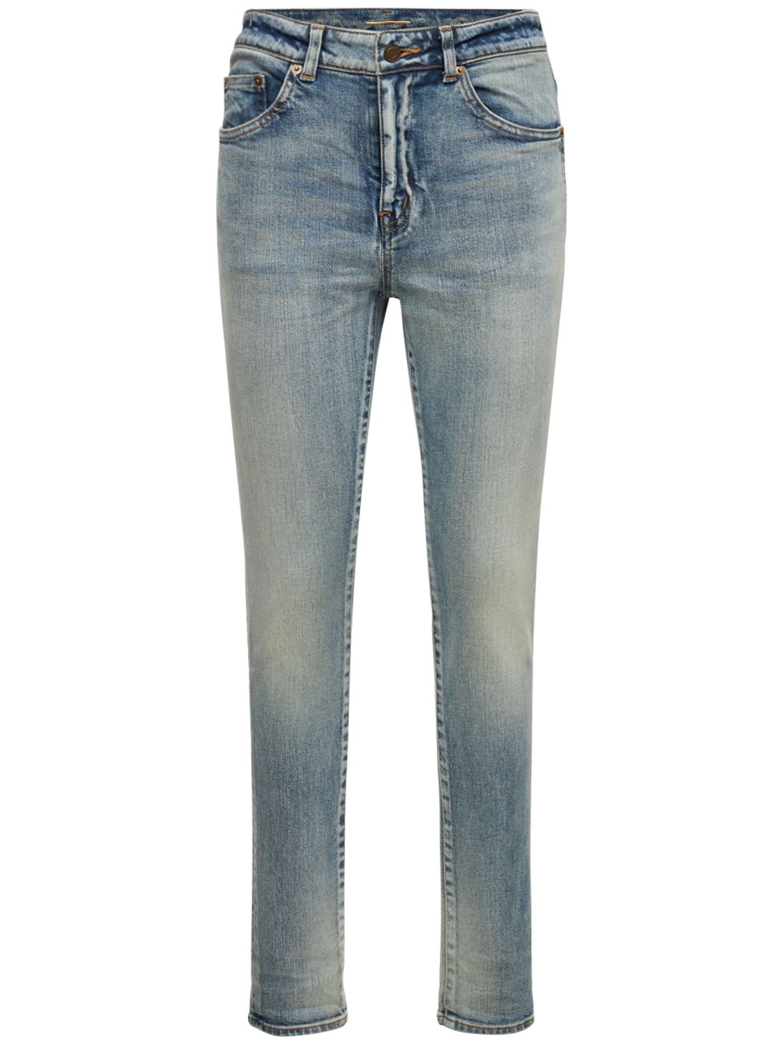 Jeans Skinny In Denim Di Cotone - SAINT LAURENT - Modalova