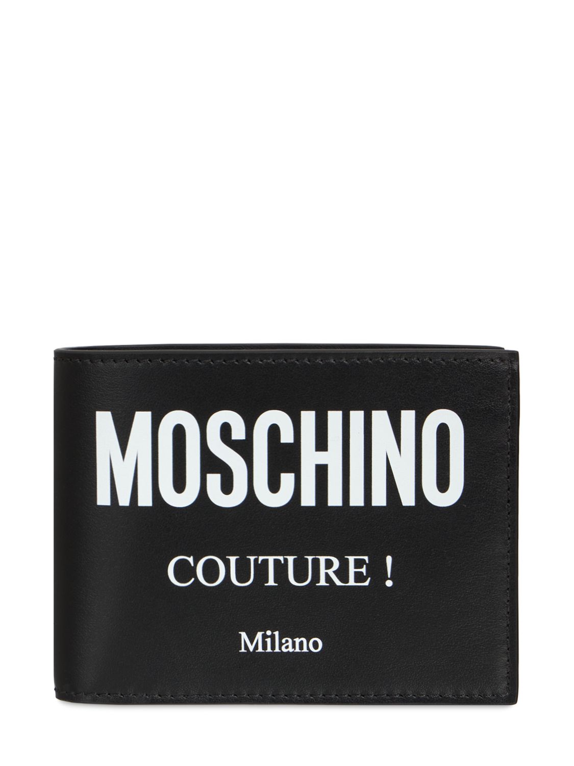 Logo Print Leather Bifold Wallet - MOSCHINO - Modalova