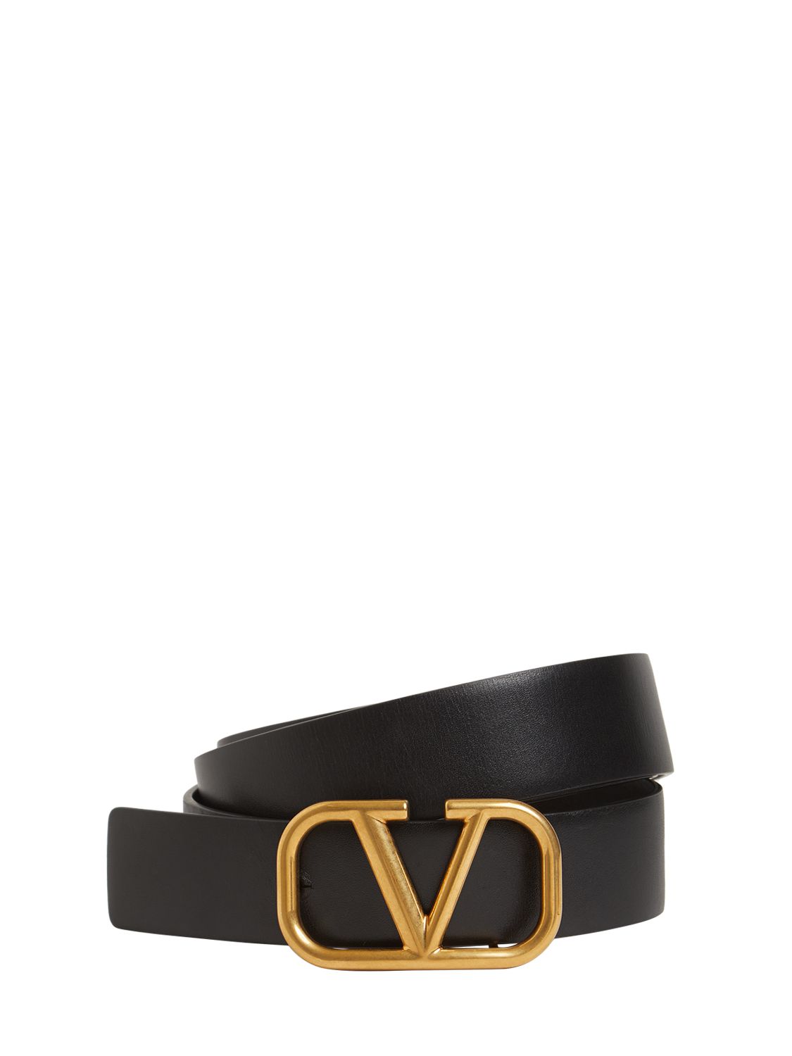 Mm Leather Belt W/ V Logo Buckle - VALENTINO GARAVANI - Modalova