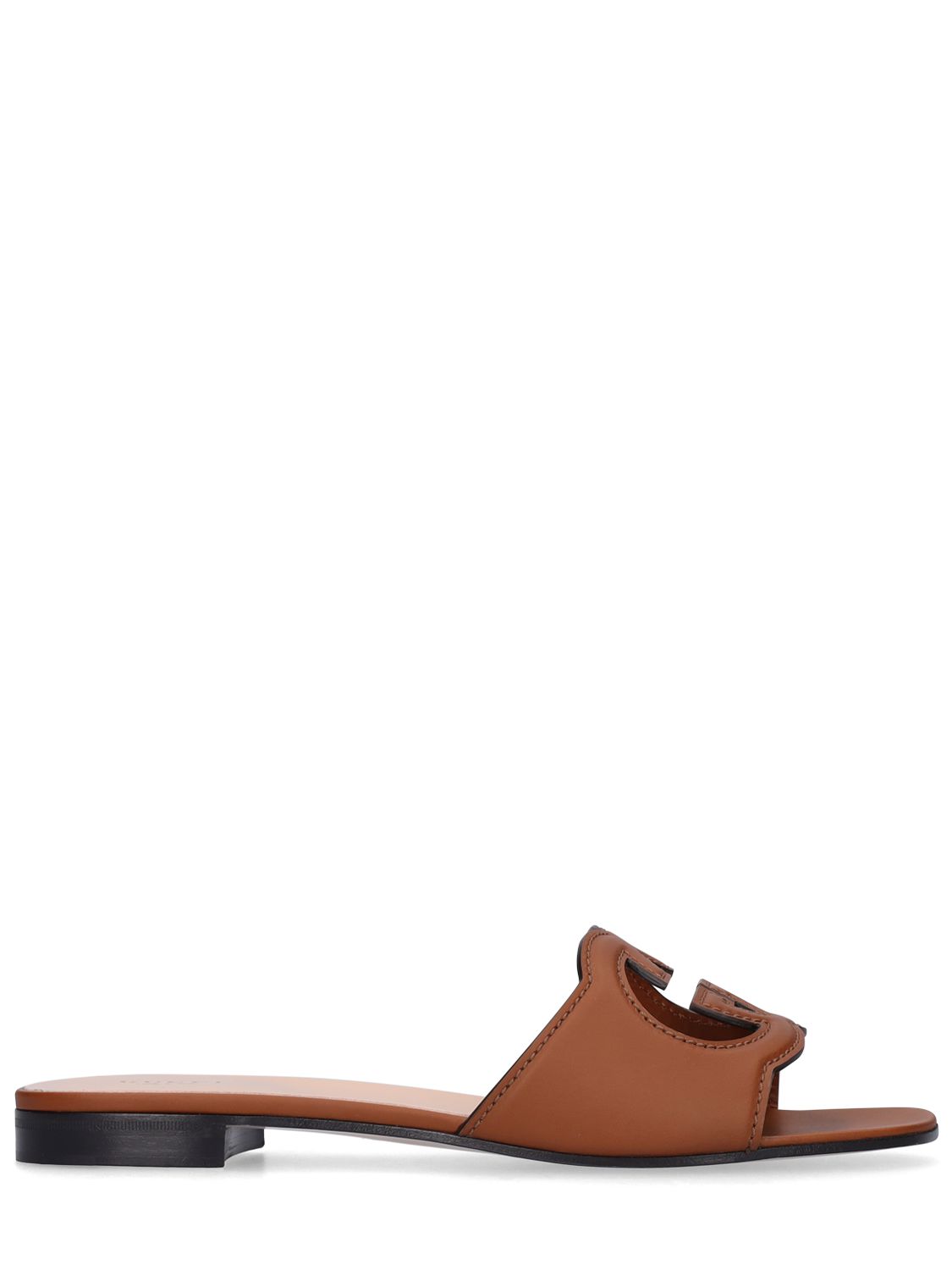 Mm Gg Cutout Leather Slide Sandals - GUCCI - Modalova