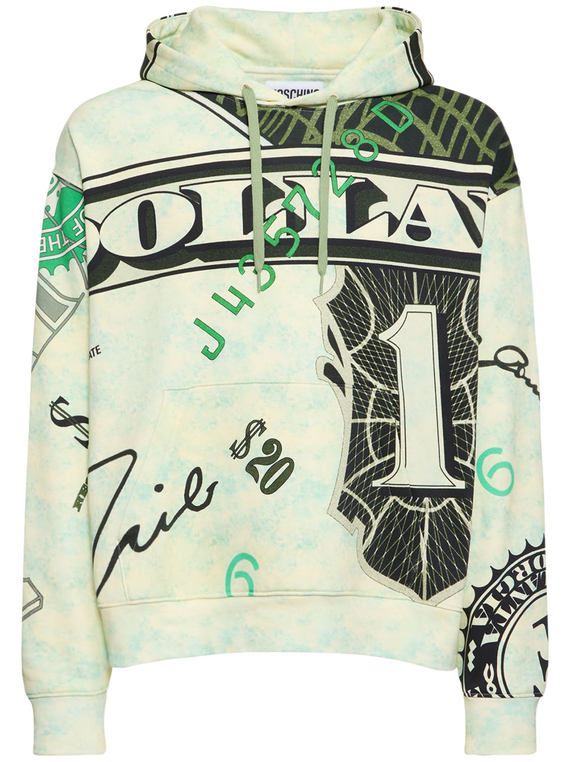 Money Printed Cotton Hoodie - MOSCHINO - Modalova