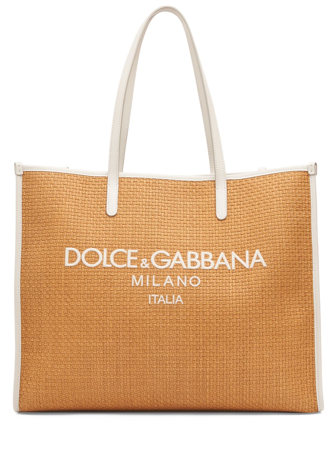 Borsa Shopping Grande In Rafia Con Logo - DOLCE & GABBANA - Modalova
