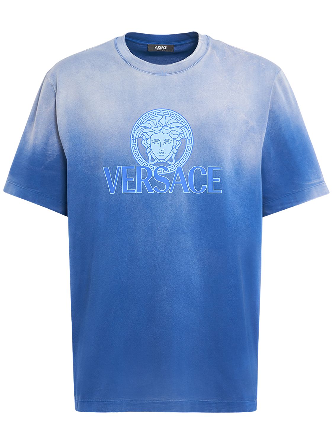 T-shirt In Cotone Dégradé Con Logo - VERSACE - Modalova