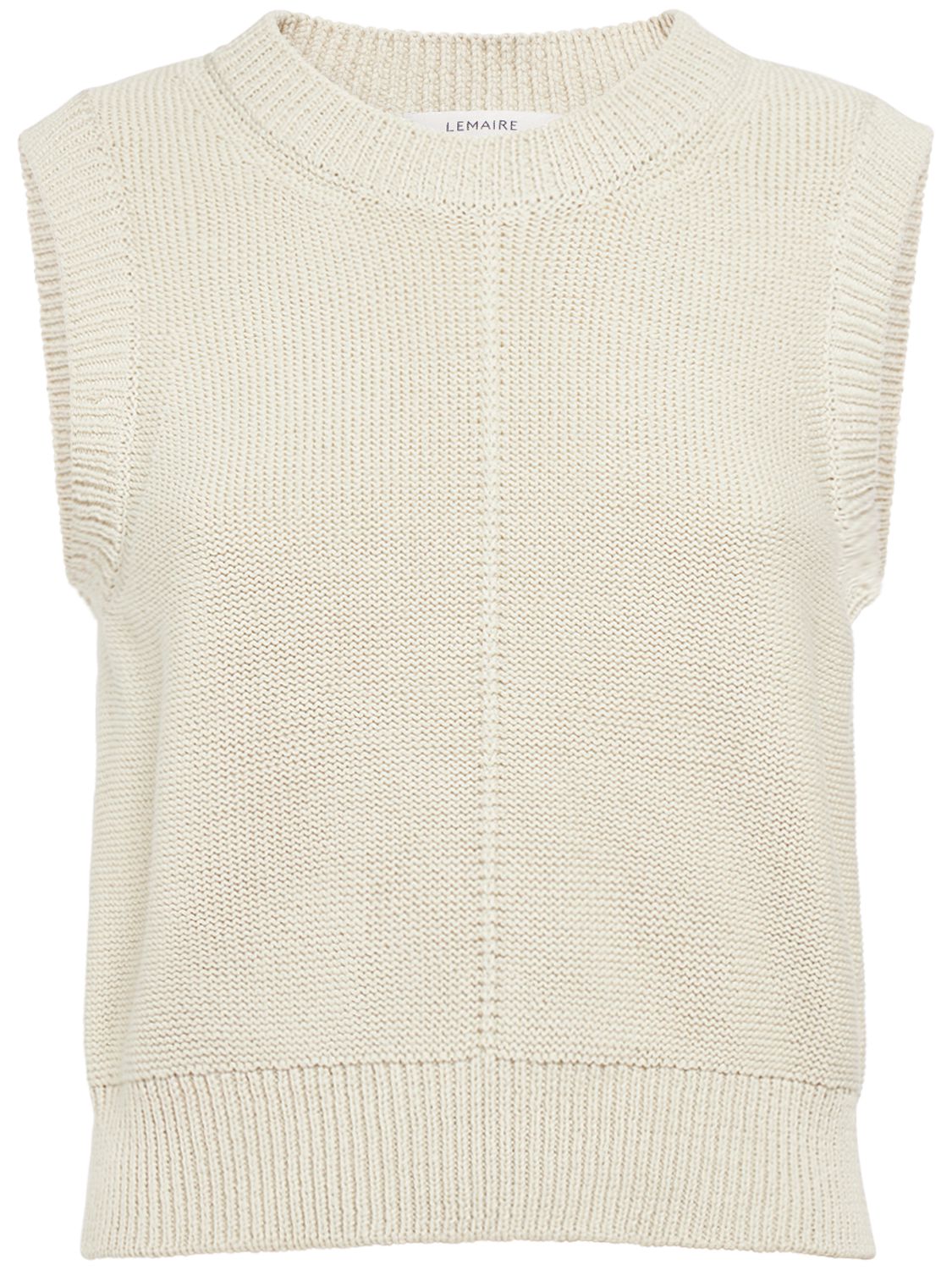 Sleeveless Cropped Cotton Knit Sweater - LEMAIRE - Modalova