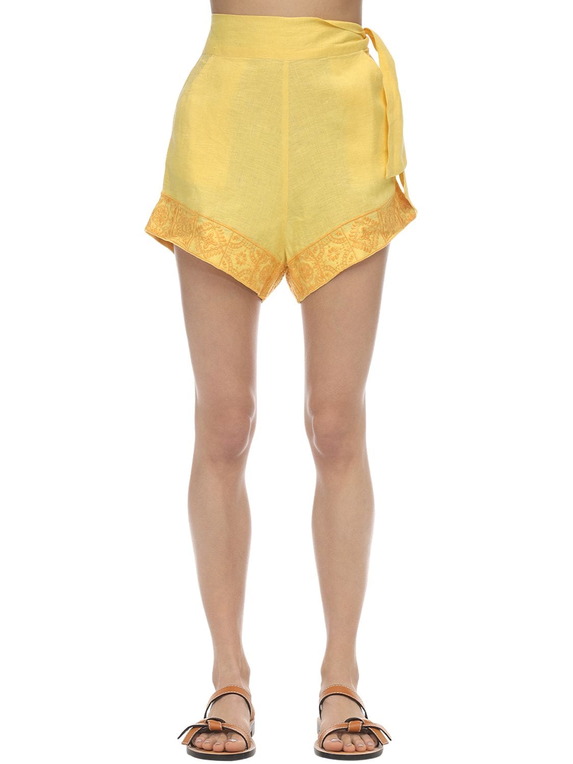 Sandy Embroidered Linen Shorts - CAROLINA K - Modalova
