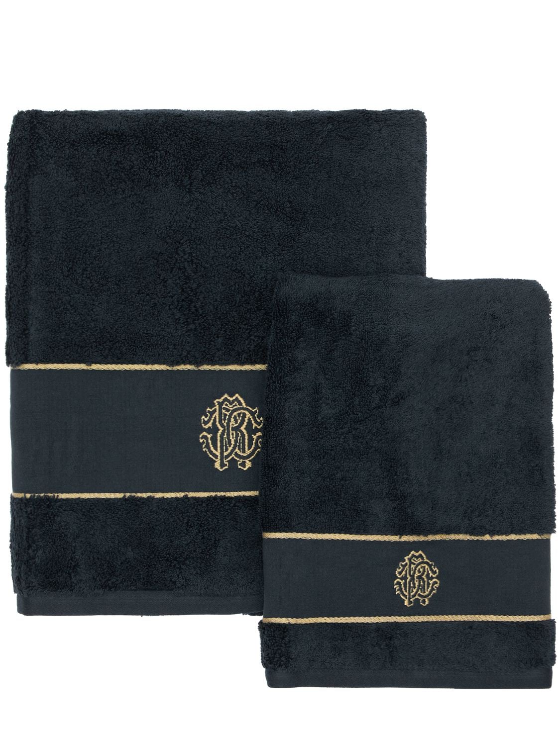 Set Of 2 New Gold Towels - ROBERTO CAVALLI - Modalova
