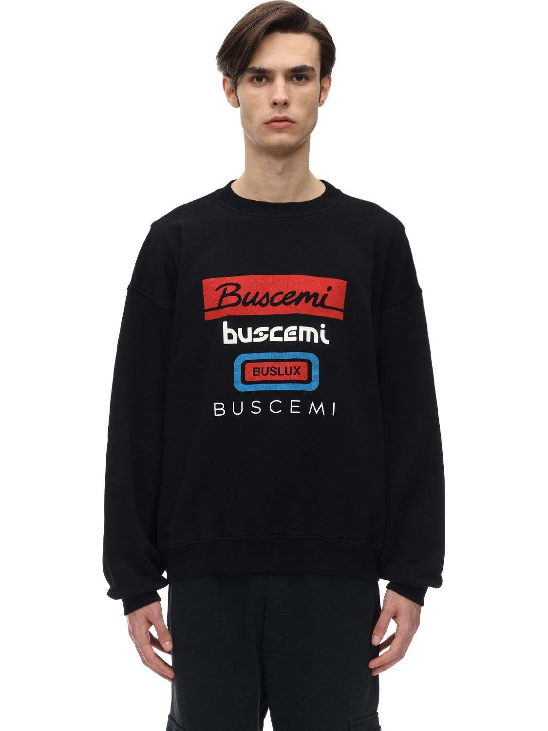 Oversized Multi Logo Cotton Sweatshirt - BUSCEMI - Modalova