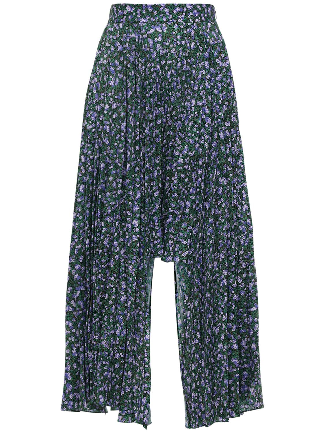 Asymmetrical Pleated Floral Print Skirt - ROKH - Modalova