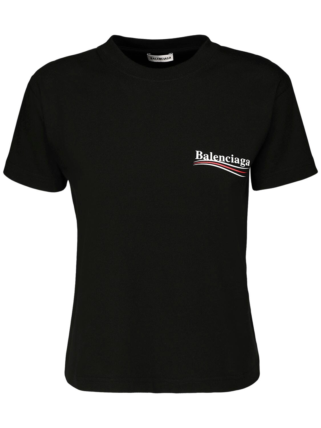 Fitted Political Logo Jersey T-shirt - BALENCIAGA - Modalova