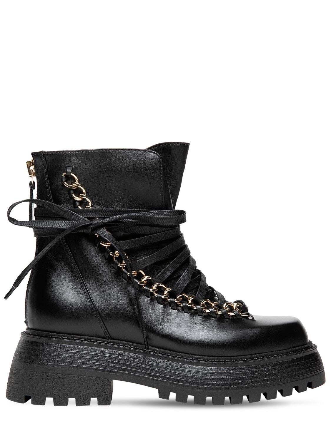 Mm Ines Leather Combat Boots - ALEVÌ - Modalova