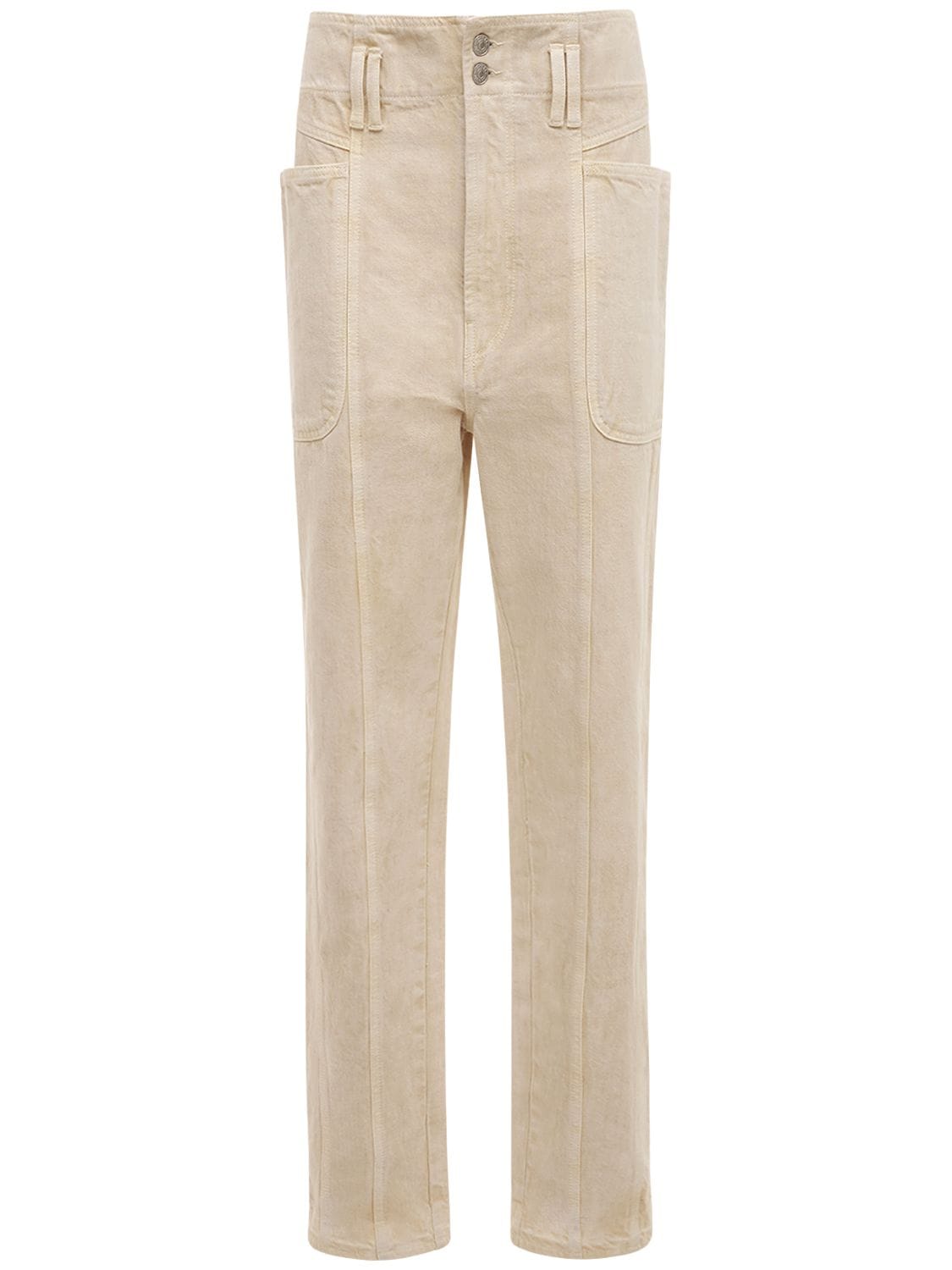 Mujer Pantalones Rectos De Algodón Con Cintura Alta 34 - ISABEL MARANT ÉTOILE - Modalova