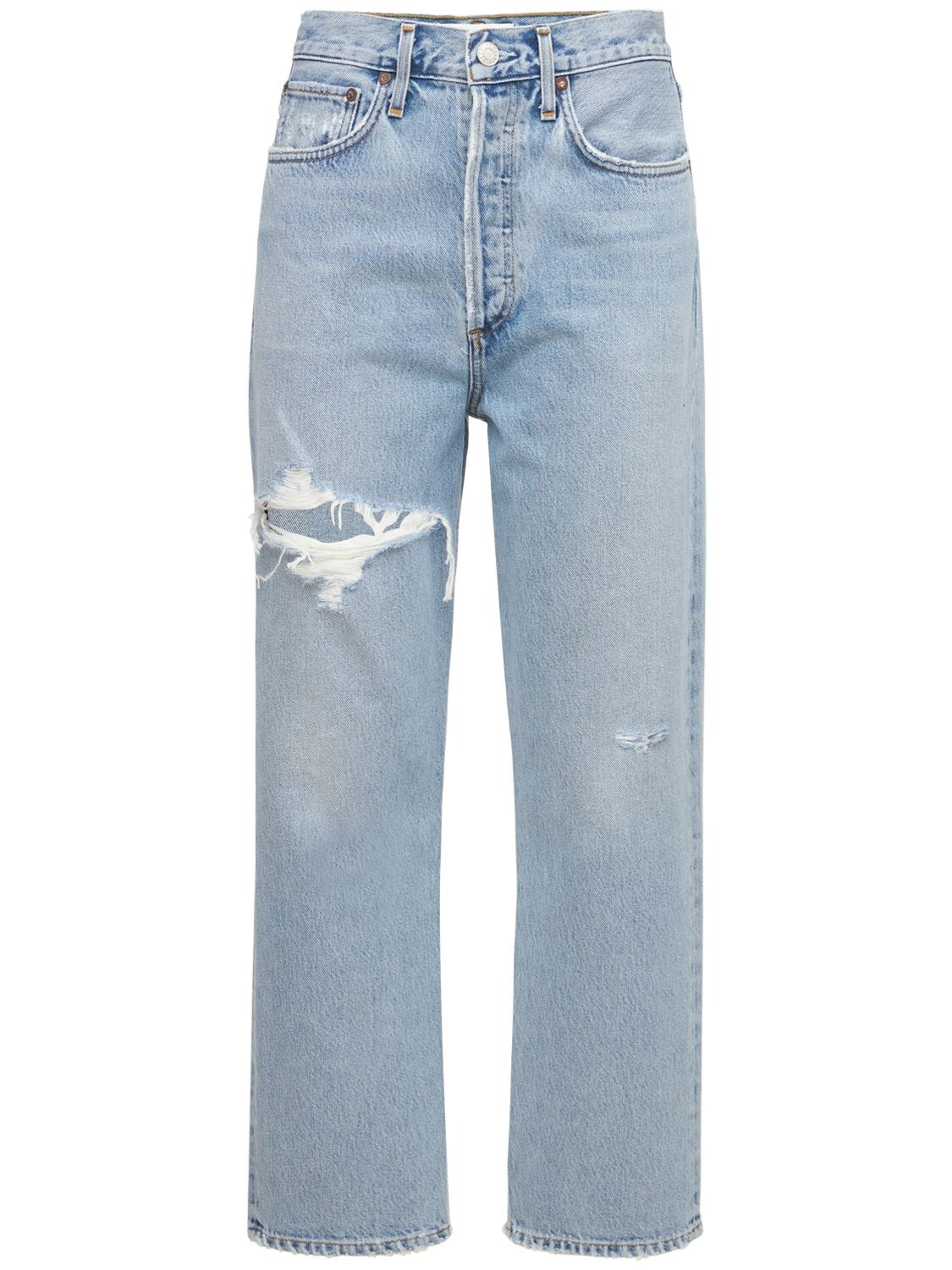 Mujer Jeans Cropped De Denim Desgastado 29 - AGOLDE - Modalova