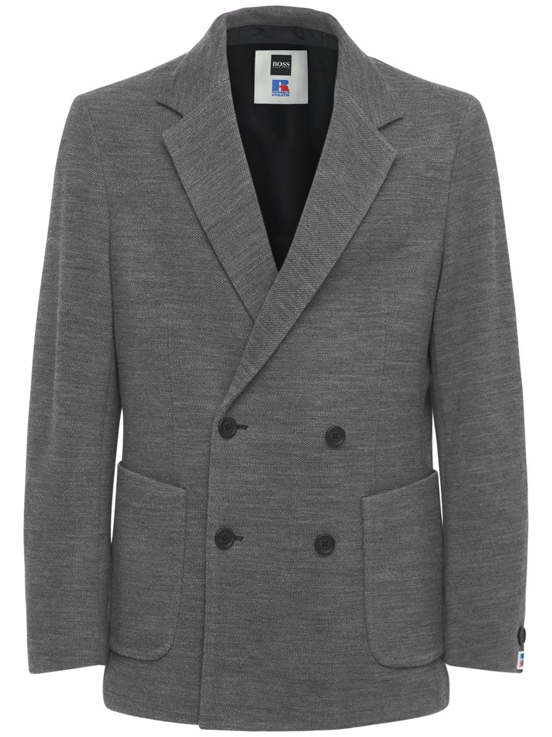 Double Breasted Wool Blend Coat - BOSS X RUSSELL ATHLETIC - Modalova