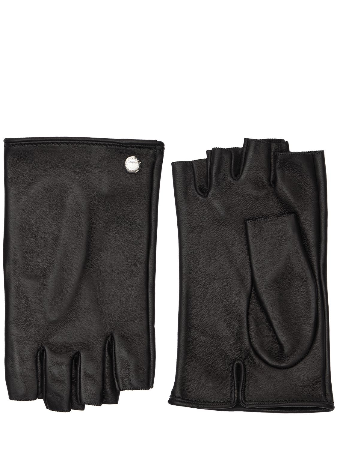 Nappa Leather Fingerless Gloves - MARIO PORTOLANO - Modalova